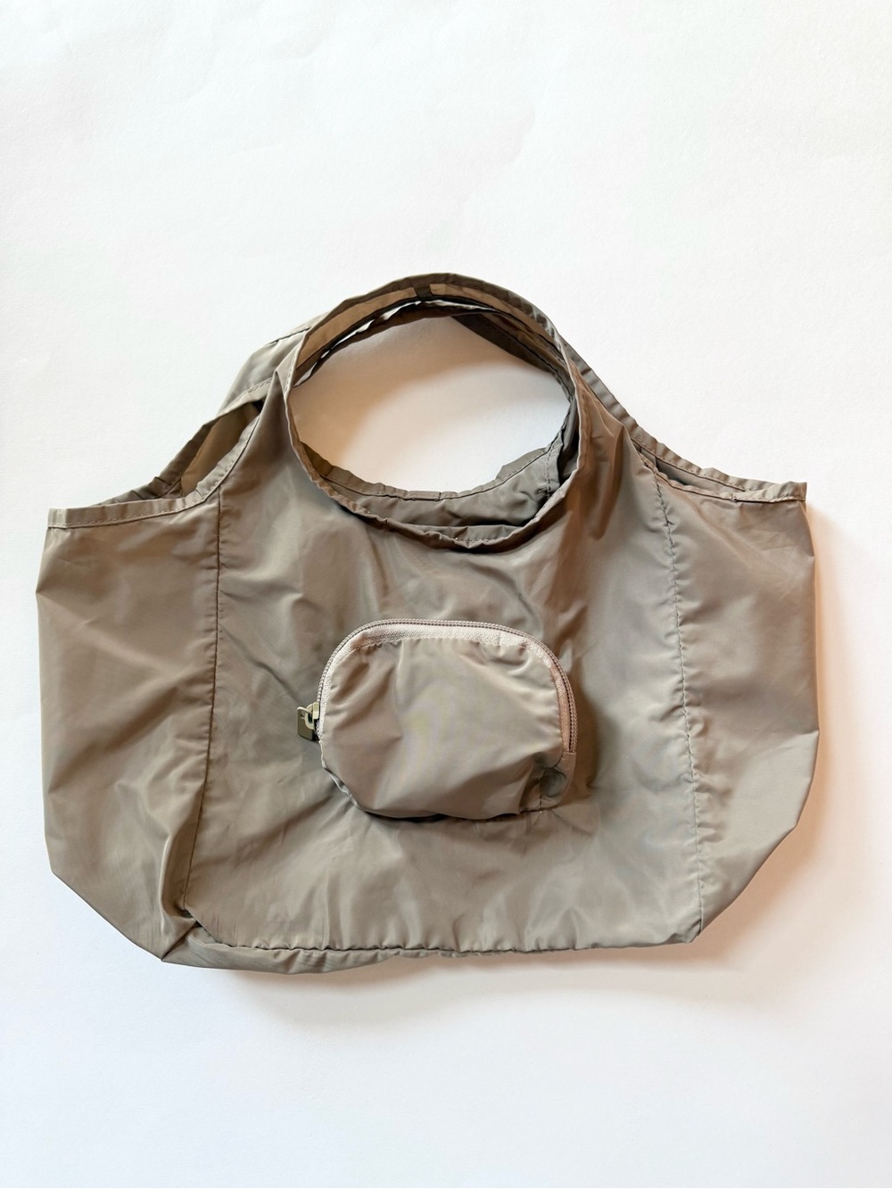 Small Foldable Tote Bag in Light Taupe
